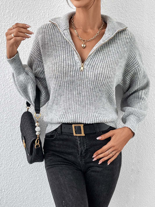 Honey Half Zip Dropped Shoulder Sweater