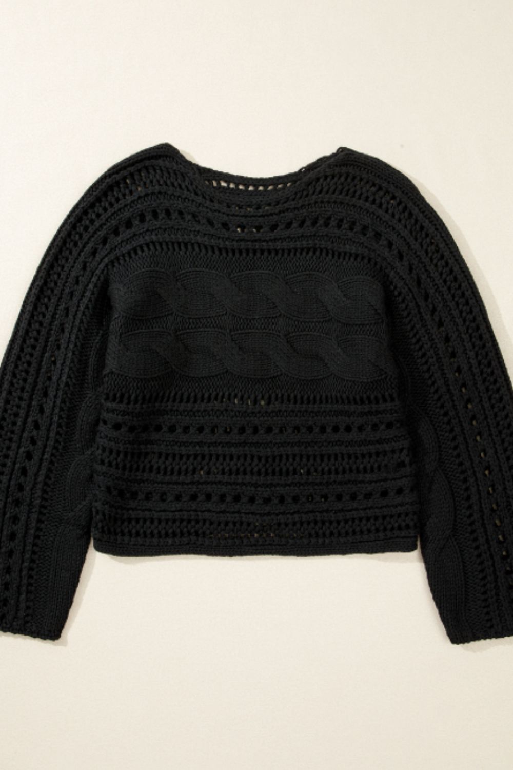 Openwork Cable Knit Long Sleeve Sweater